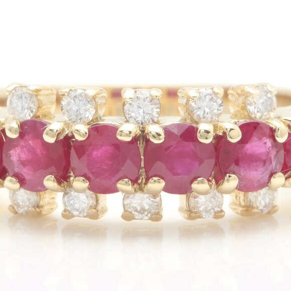 2.17 Carat Natural Ruby and Diamonds in 14K Solid Yellow Gold Women Ring